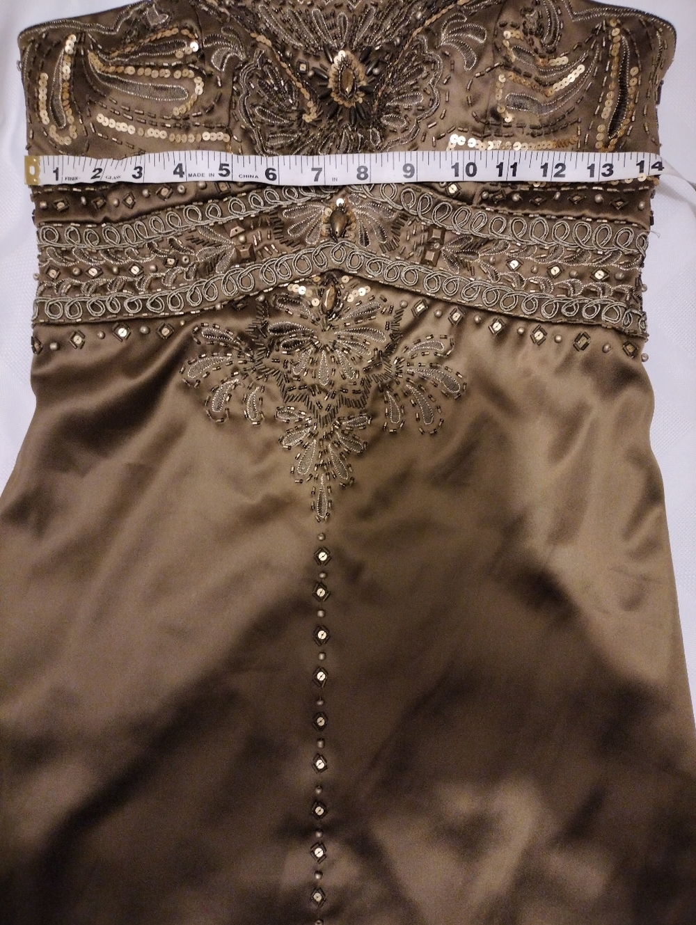Sue Wong Strapless Taupe Embellished Cocktail Dress - Picture 4 of 9